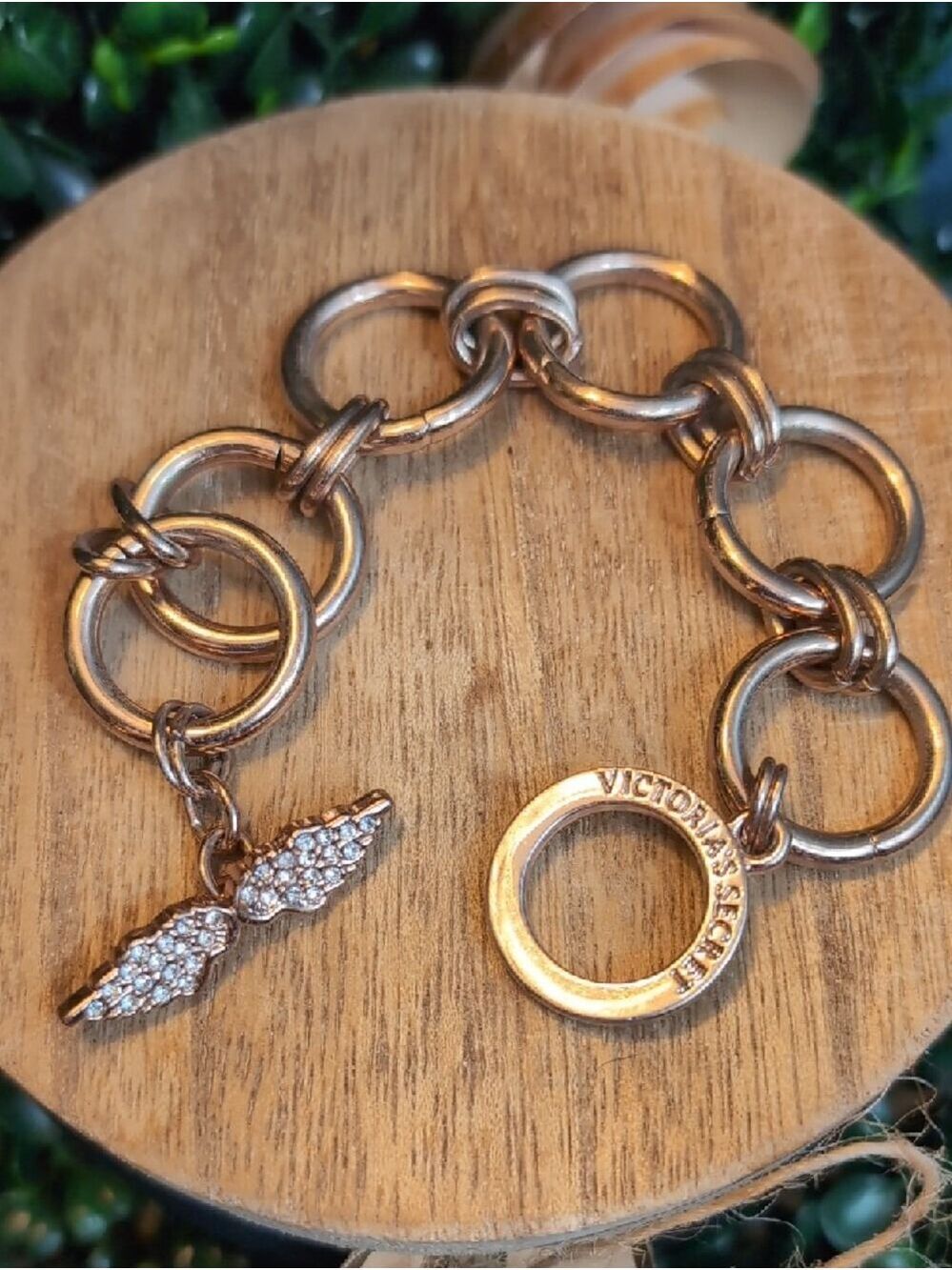 Victoria's Secret Chain Link Bracelet with Crystal Wing Charm